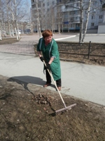 Уборка прибиблиотечных газонов